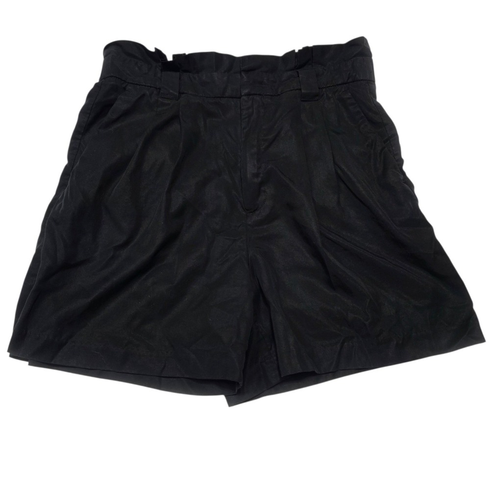Banana Republic Shorts Womens 8 Black Lyocell Paperbag Waist Pleated Casual
